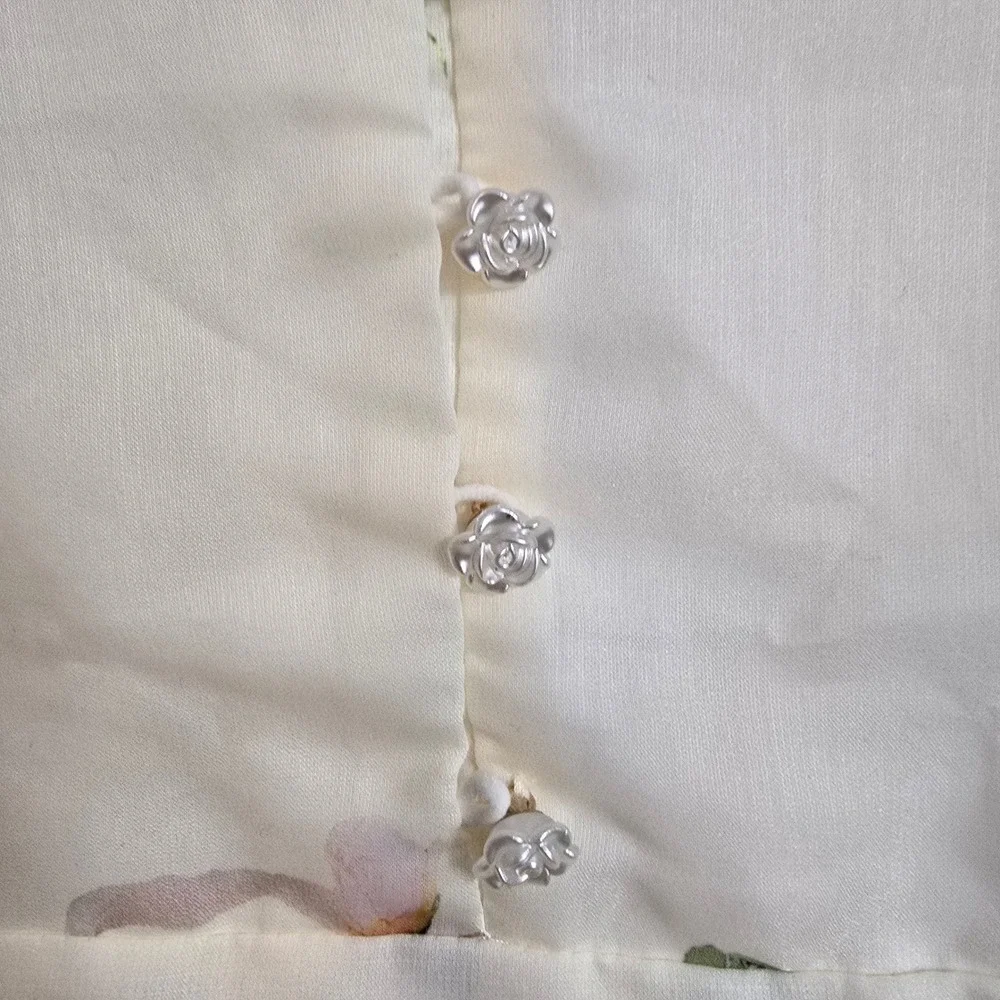 🆕️ *NWT* Anewsta‎ Floral Maxi Dress Ivory Sheer Long Sleeve Party Cocktail M - Picture 5 of 16